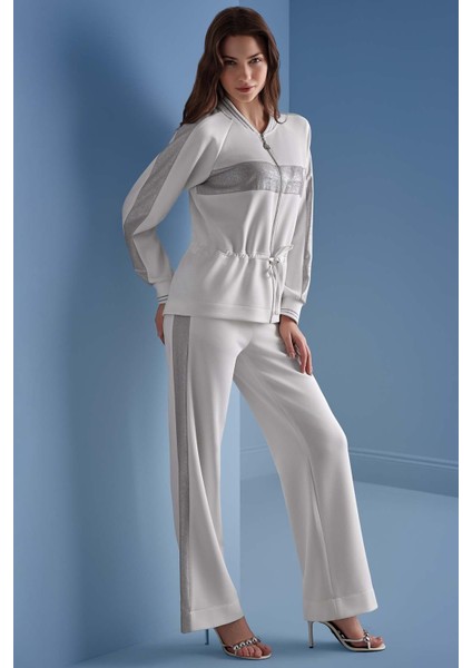 Reglan Kollu Beyaz Örme Ceket