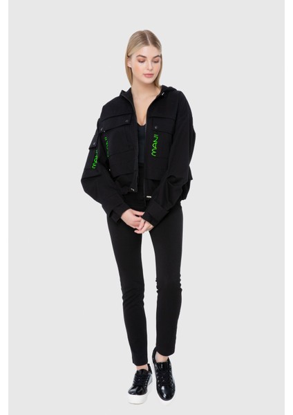 Baskı Detaylı Fermuarlı Sweatshirt