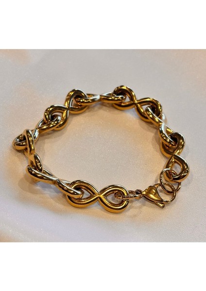 Sonsuzluk Çelik Gold Bileklik