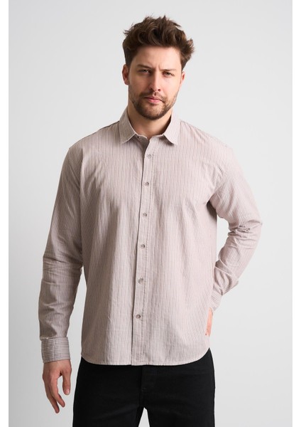 Çizgi Desenli Uzun Kollu Erkek Gömlek