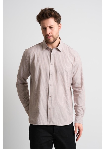 Çizgi Desenli Uzun Kollu Erkek Gömlek fırsatları