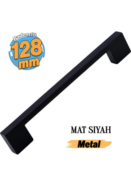 Dar Köprü Kulp 128 mm Mat Siyah Metal Mobilya Mutfak Çekmece Dolap Dolabı Kapak Kulpu 12.8 cm