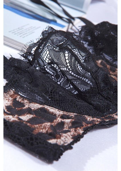 Kadın Leopar Desenli Dantelli Bralet Takım fiyatları