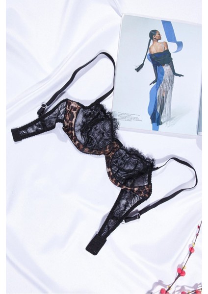 Kadın Leopar Desenli Dantelli Bralet Takım modelleri