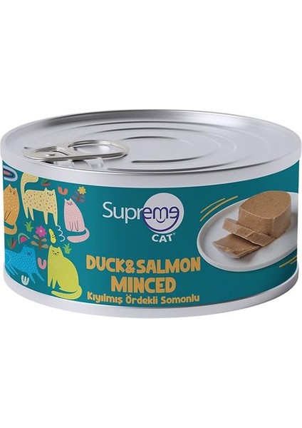 Cat Ördekli ve Somonlu Kıyılmış Yetişkin Konserve Kedi Maması 85 gr 24lü