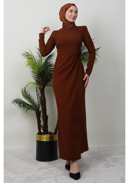 Sedef Güllü Elbise Kahve