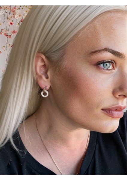 Iceland Altın Kaplama Rose Gold Zirkon Taşlı Çelik Küpe fiyatları