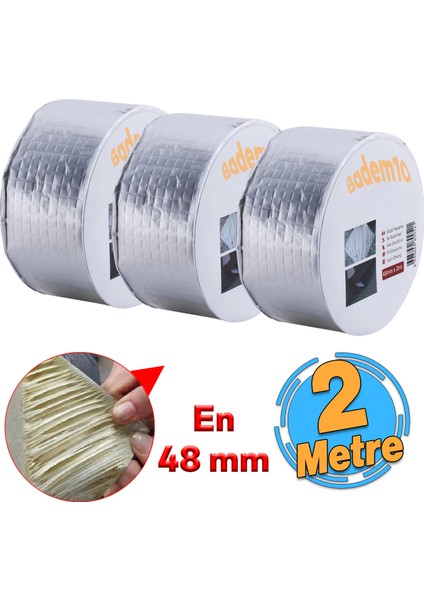 Çamur Bant 3 Adet Çatı Izolasyon Ses Su Yalıtım Tamir Sakız Bandı Gri 48 mm x 2 Metre