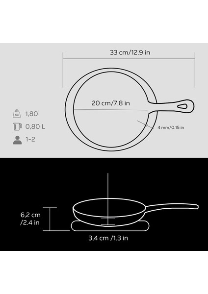 Döküm Yuvarlak Kızartma Tavası Yekpare Saplı Kayın Servis Ahşabı. Çap(Ø)20cm indirimleri