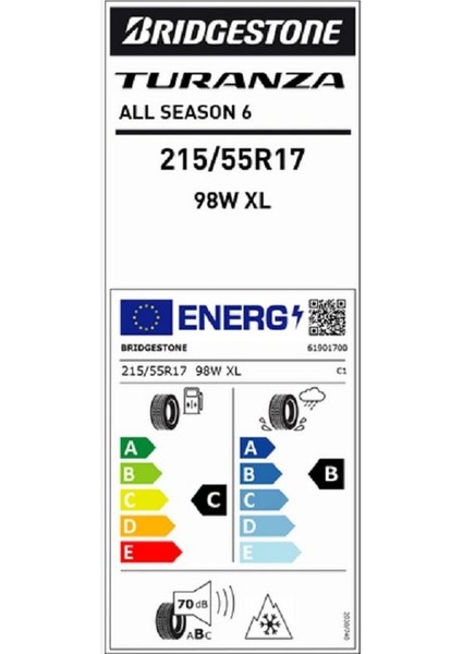 215/55 R17 98w Xl Turanza All Season 6 4 Mevsim Oto Lastiği (Üretim Yılı:2025) fiyatları