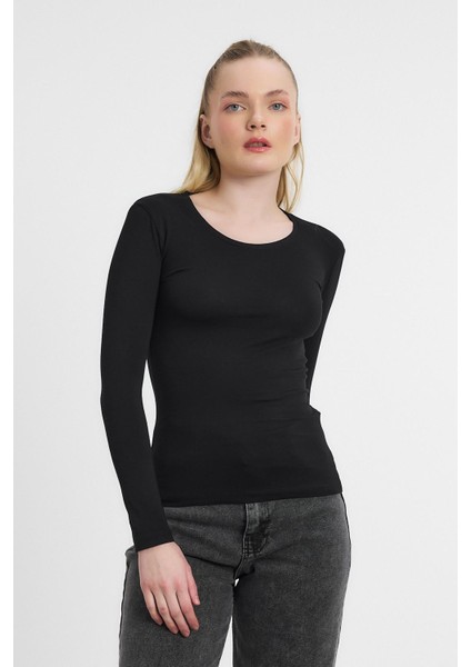 950 Uzun Kol Basic Bluz Siyah