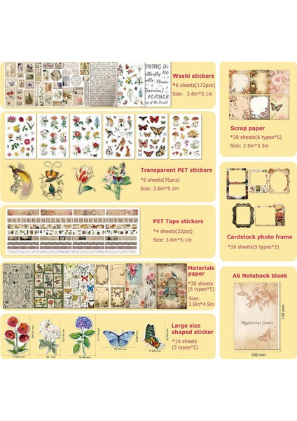 Scrapbook Malzemeleri 361 Adet Vintage Estetik Scrapbook Seti (Yurt Dışından)