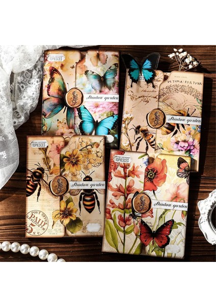 80 Yaprak Vintage Kelebek Bal Arısı Çiçekleri Bahçe Scrapbook Kağıdı (Yurt Dışından) modelleri