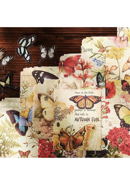 80 Yaprak Vintage Kelebek Bal Arısı Çiçekleri Bahçe Scrapbook Kağıdı (Yurt Dışından) fırsatları