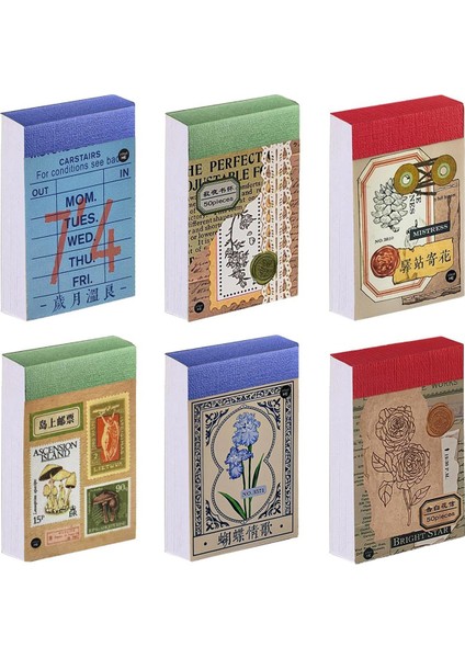 6'lı Paket 300 Parça Washi Çıkartmalar Kitabı Vintage Estetik Çıkartma Seti (Yurt Dışından)
