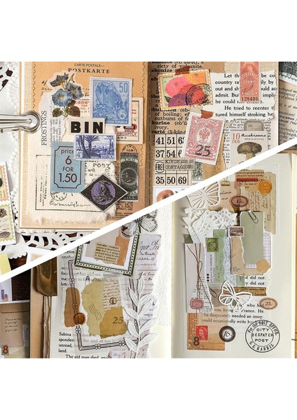 6'lı Paket 300 Parça Washi Çıkartmalar Kitabı Vintage Estetik Çıkartma Seti (Yurt Dışından) modelleri