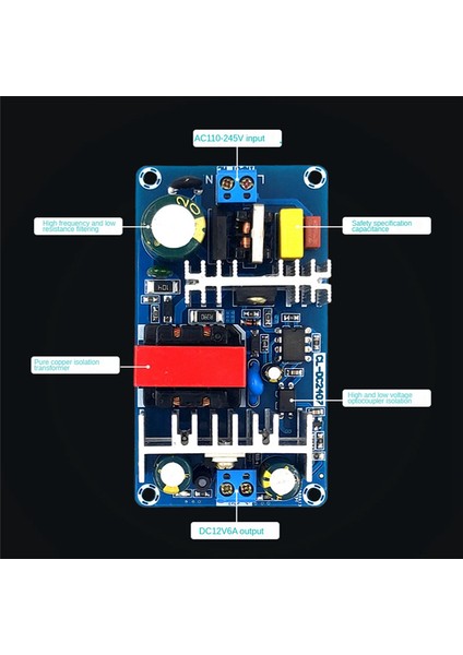 12V6A Anahtarlama Güç Kaynağı Kartı 70W Izole Güç Kaynağı Modülü (Yurt Dışından)