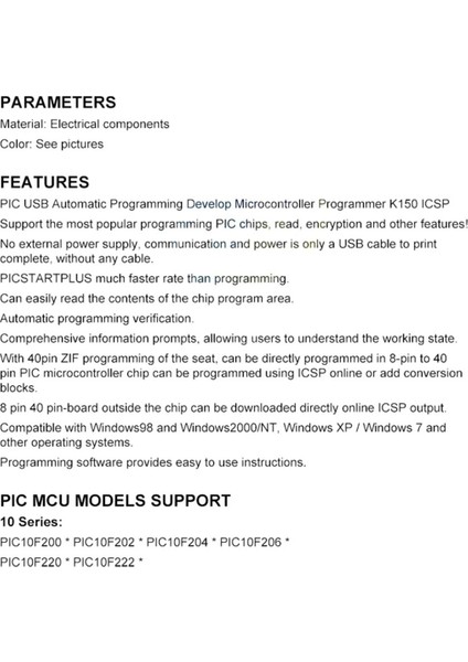 Pıc K150 Icsp Programlayıcı USB Otomatik Programlama Mikrodenetleyici Geliştirme (Yurt Dışından)