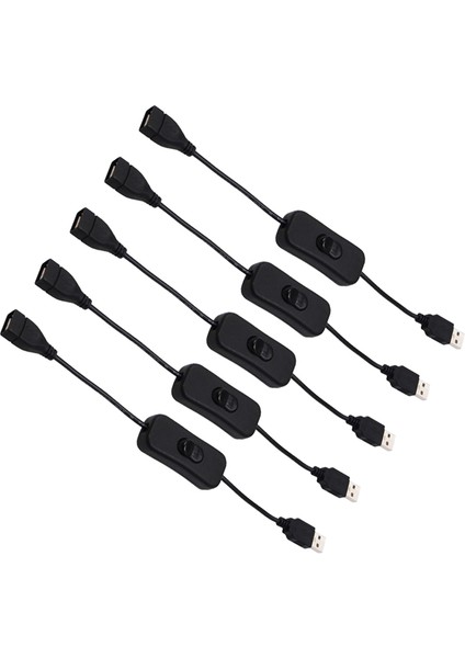 5 Adet 28 cm USB Kablosu Erkek - Dişi Siyah (Yurt Dışından)