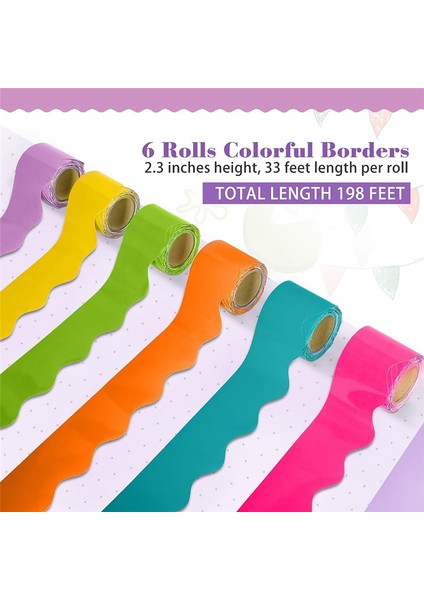 Sınıf Dekoru Ev Dekoru Için 6 Rulo 198FT Pano Kenarlıkları (Yurt Dışından) modelleri