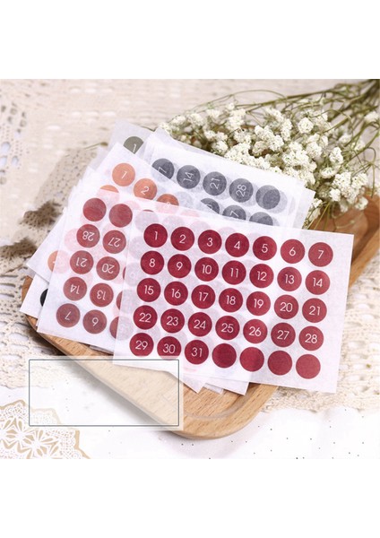 12 Adet Renkli Yuvarlak Sayı Tarih Sticker A (Yurt Dışından) fiyatları