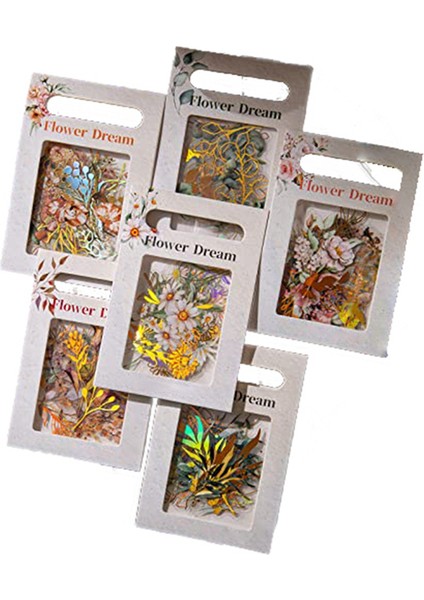 240 Adet Altın Varak Bitkisel Şeffaf Arkaplanlı Çiçek Sticker (Yurt Dışından)