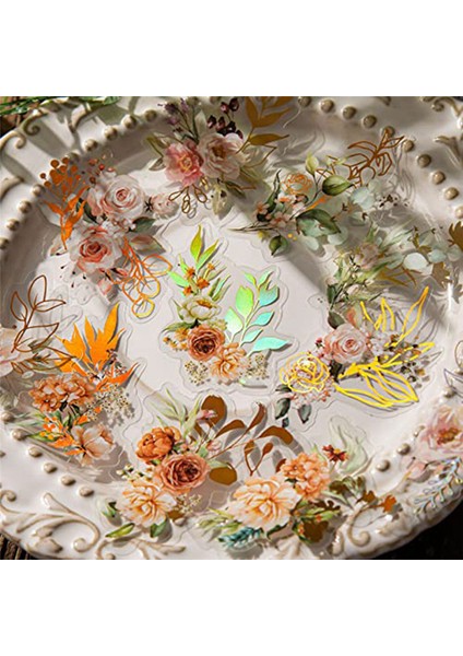 240 Adet Altın Varak Bitkisel Şeffaf Arkaplanlı Çiçek Sticker (Yurt Dışından) modelleri