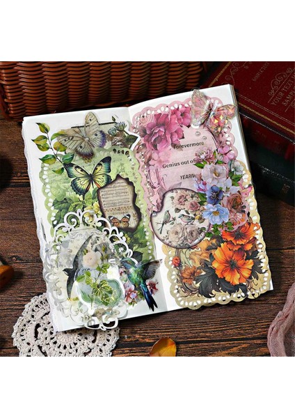 80 Yaprak Çiçek Şekilli Scrapbook Kağıdı Vintage Dekupaj Kağıdı (Yurt Dışından)