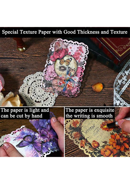 80 Yaprak Çiçek Şekilli Scrapbook Kağıdı Vintage Dekupaj Kağıdı (Yurt Dışından)