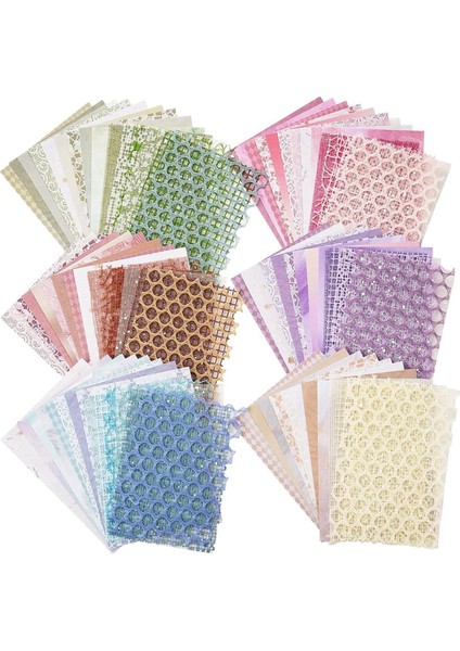 90 Yaprak Scrapbook Kağıdı ve Dekoratif Örgü Kumaş Çeşitli Set A (Yurt Dışından)