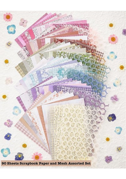90 Yaprak Scrapbook Kağıdı ve Dekoratif Örgü Kumaş Çeşitli Set A (Yurt Dışından) modelleri