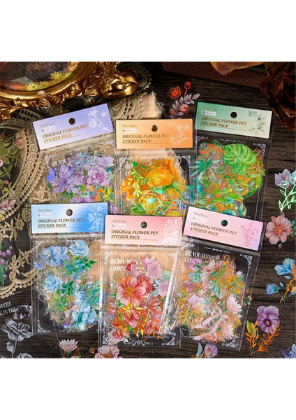 Holografik Altın Varak Doğa Çiçekleri Bitkiler Etiketler (Yurt Dışından) fiyatları