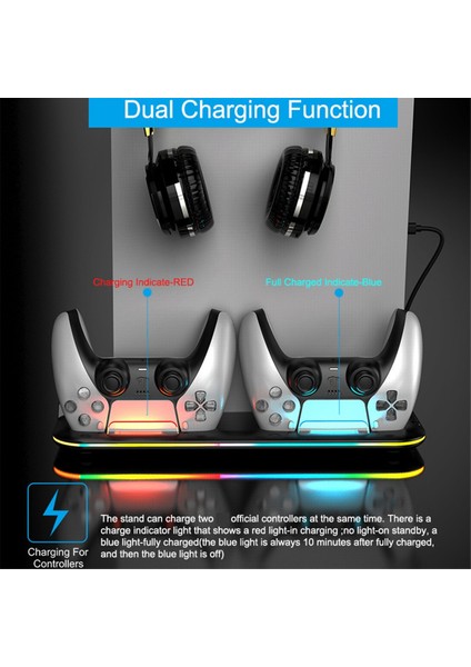 3 Mod LED Soğutma Fanı Stand 2 Kontrol Cihazı Şarj Istasyonu Siyah (Yurt Dışından) modelleri