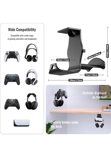 Kulaklık Için Stand Braketi Masa Altı Depolama Braketi Siyah (Yurt Dışından) indirimleri