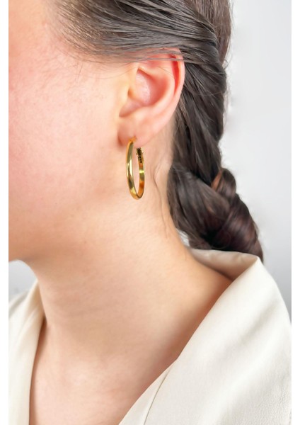Çelik Halka Küpe 3 cm - Gold