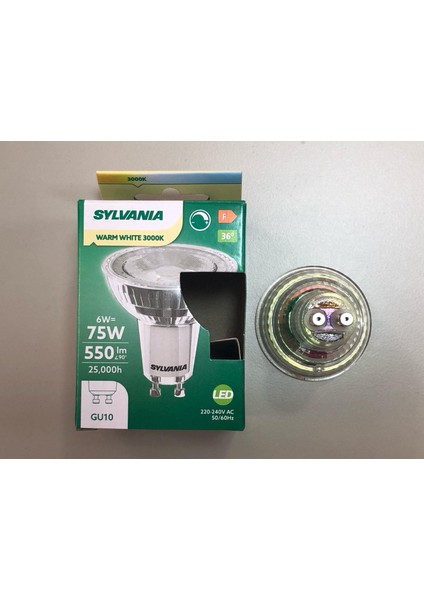 6 Adet Sylvanıa Dimli 6W=75W 550 Lümen Gu 10 3000KELVİN LED Spot 25,000 Saat