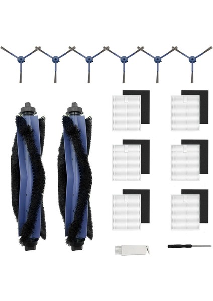 Eufy G50/G50 HYBRID/L60/L50 Için 2 Ana Fırça, 6 Yan Fırça, Filtreler (Süngerli) Yedek Parçalar (Yurt Dışından)