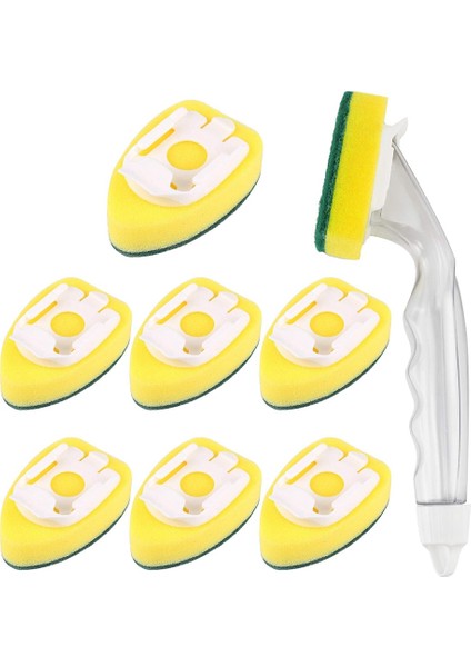 Ağır Hizmet Tipi Bulaşık Yıkama Süngeri, Saplı Bulaşık Yıkama Süngeri, Çizmeyen ve Tekrar Kullanılabilir Bulaşık Lavabosu (9 Adet) (Yurt Dışından)