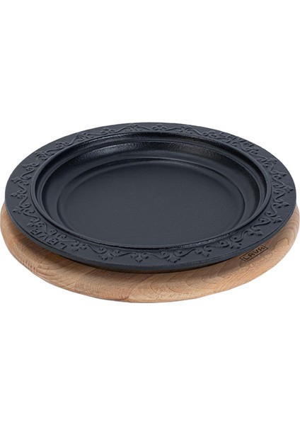 Döküm Oval Döner Kebap Tabağı Kayın Servis Ahşabı. Çap(Ø)28cm.
