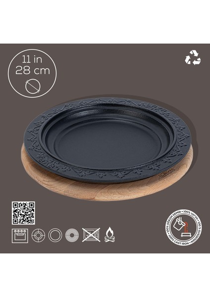 Döküm Oval Döner Kebap Tabağı Kayın Servis Ahşabı. Çap(Ø)28cm. fiyatları