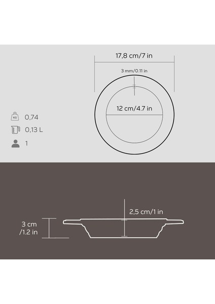 Döküm Oval Döner Sos Tabağı. Çap(Ø)18cm.