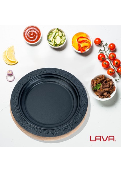 Döküm Oval Döner Kebap Tabağı Kayın Servis Ahşabı. Çap(Ø)28cm. indirimleri