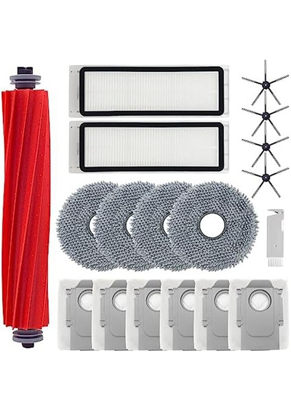 Roborock Q Revo Robot Süpürge Için Vakum Aksesuarları Seti Mop Pedleri Ana Yan Fırça Toz Torbaları Hepa Filtre (Yurt Dışından)
