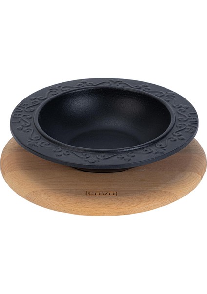 Döküm Yuvarlak Çorba Kasesi Kayın Servis Ahşabı. Çap(Ø)19cm.