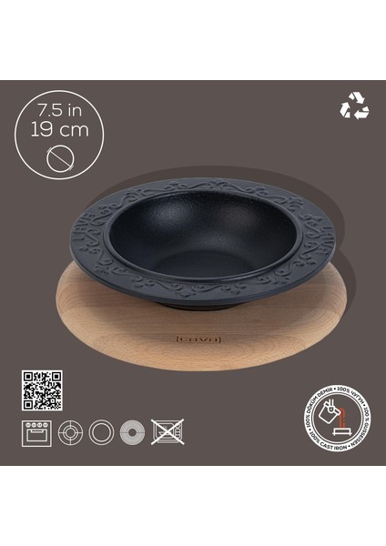 Döküm Yuvarlak Çorba Kasesi Kayın Servis Ahşabı. Çap(Ø)19cm.