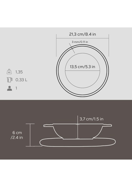 Döküm Yuvarlak Çorba Kasesi Kayın Servis Ahşabı. Çap(Ø)19cm.
