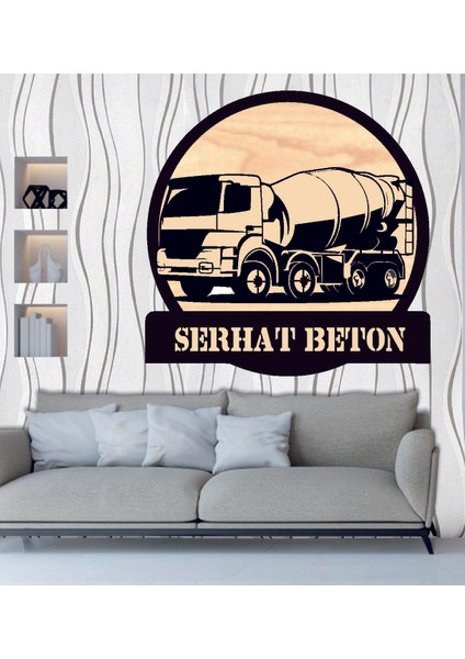 Beton Mikseri Temalı Ahşap Duvar Tablo