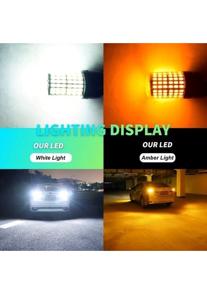 144 Ledli Ultra Parlak Geri Vites Park Ampül Tek Duy Beyaz (2 Adet) P21W Ampül