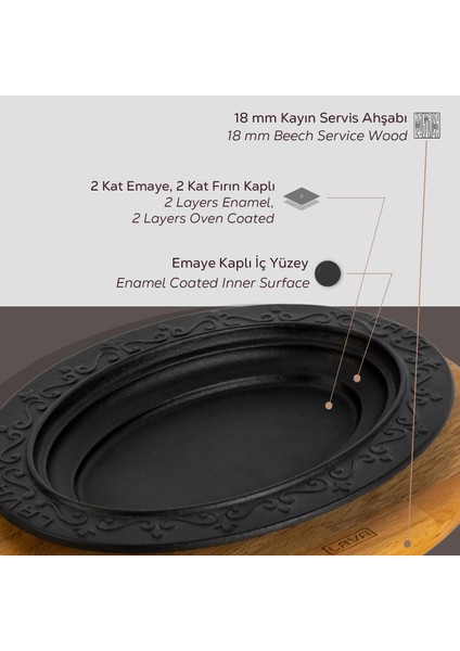 Döküm Oval Döner, Kebap Tabağı Kayın Servis Ahşabı. Ölçü 28x20cm.