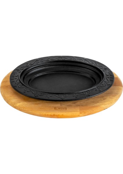 Döküm Oval Döner, Kebap Tabağı, Ahşap Altlıklı. Ölçü 21X16CM.